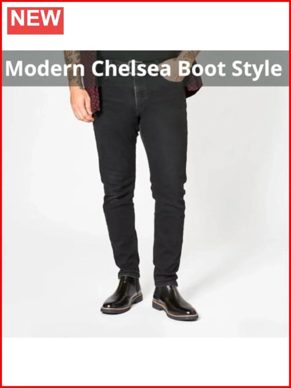 Men's Faux Leather Chelsea Boot with Memory Foam Insole